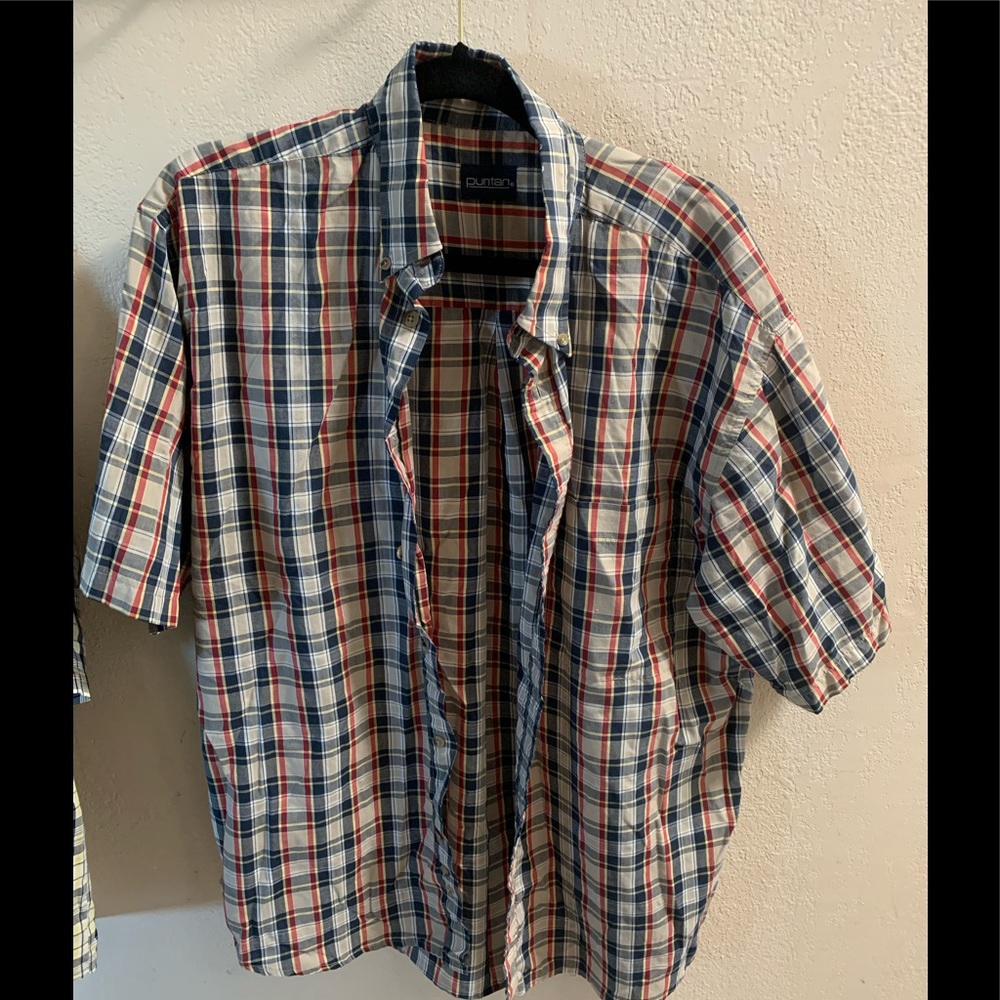 Men’s Plaid Button Down Shirt- Size: L